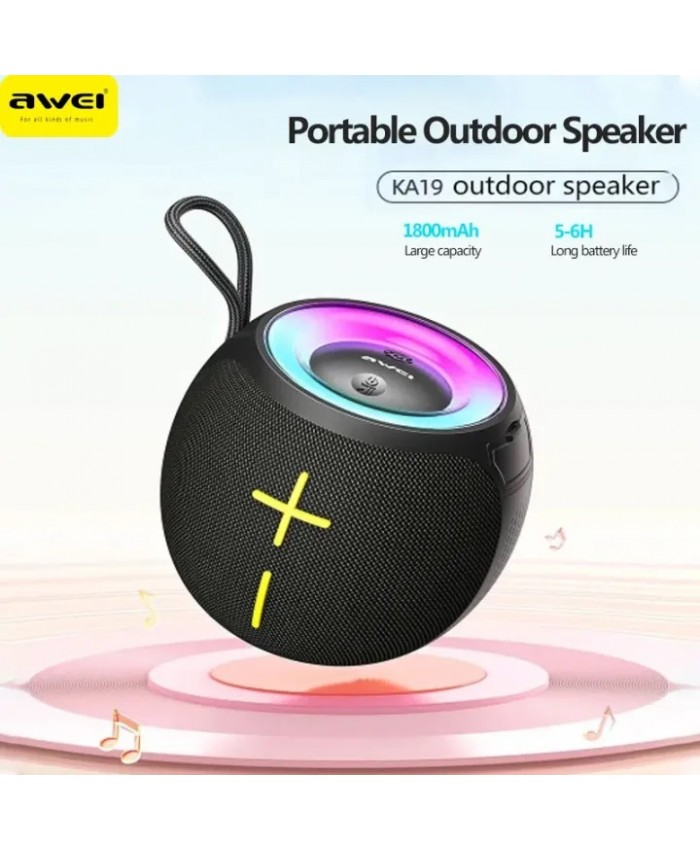 Awei KA19 Portable Bluetooth Speaker 12w Extra high power Phantom lighting TWS interconnected surround sound effect speakers for home outdoors